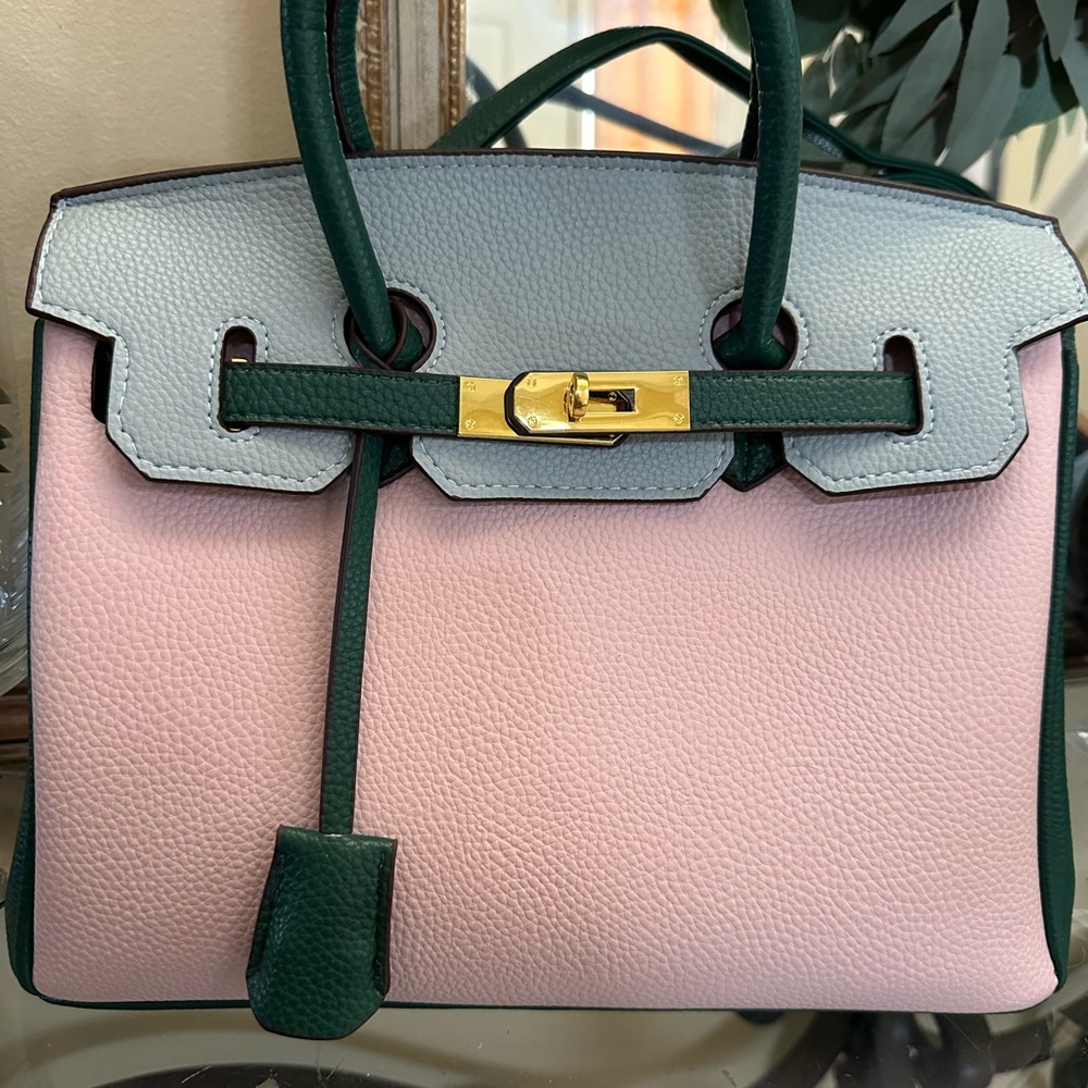 Elegant Pink and Green Women's Bag